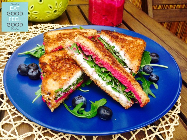 Beet Pesto Goat Cheese & Arugola Grilled Cheese